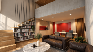 Visualización de interior y área de trabajo
